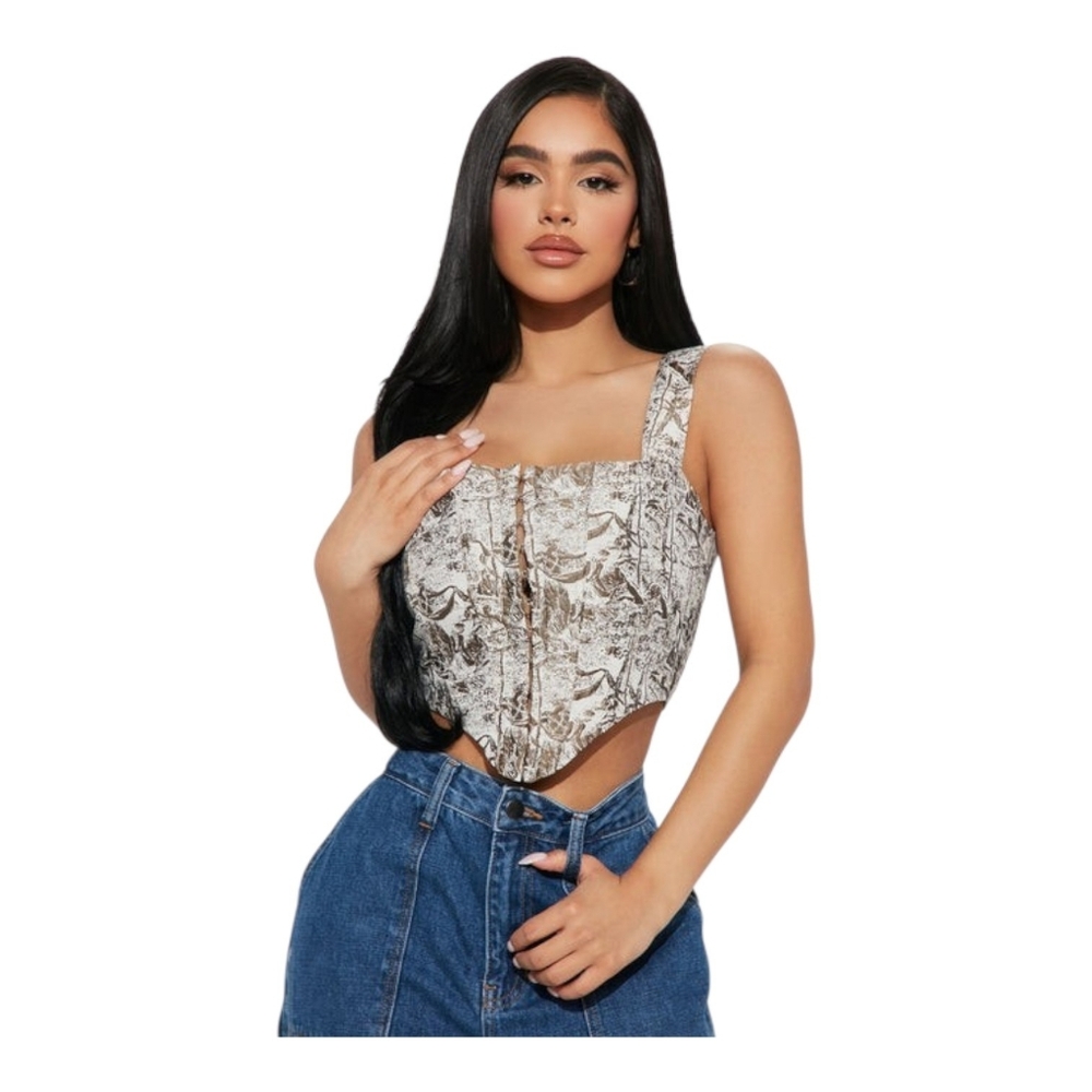 Women's Gold Brocade Corset Top